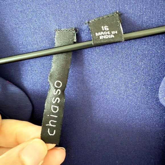 Chiasso Short Sleeve Fit & Flare Dress in Navy & Pink Dot - Size 16 - Picture 5 of 6